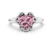 Heart-Shaped Petal Halo Engagement Ring Setting for a Fancy Pink Lab-Grown Diamond | Platinum