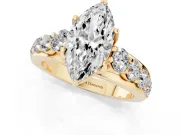 Marquise Graduated Side Stone Engagement Ring Setting | Shared Prong Rails | Yellow Gold