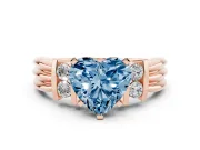 Heart-Shaped Bar-Set Engagement Ring Setting for a Fancy Blue Lab-Grown Diamond | Rose Gold