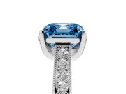 Asscher Cut Hidden Halo Engagement Ring Setting for a Fancy Blue Lab-Grown Diamond | Milgrain Pave | Platinum