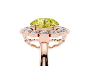 Round Scalloped Cluster Halo Engagement Ring Setting for a Fancy Yellow Lab-Grown Diamond | Plain Band | Rose Gold