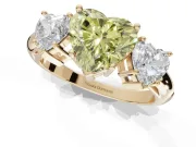 Heart-Shaped 3 Stone Engagement Ring Setting for a Fancy Yellow Lab-Grown Diamond | Yellow Gold - Design NV-24895