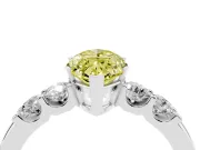 Fancy Yellow Marquise Cut Diamond Five-Stone Prong Set Engagement Ring Set in Platinum with Channel Band