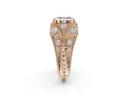 Asscher Cut Vintage Bezel Engagement Ring Setting for a Fancy Blue Lab-Grown Diamond | Rose Gold