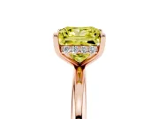 Fancy Yellow Princess Cut Diamond Solitaire Ring Set in Rose gold with Thin Band and Prong Setting