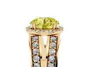 Round Halo Engagement Ring Setting for a Fancy Yellow Lab-Grown Diamond | Split Shank | Yellow Gold