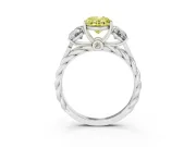 Fancy Yellow Oval Cut Diamond Three-Stone Ring Set in Silver with Braided Band