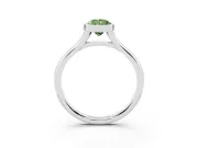 Fancy Green Bezel Set Pear Cut Diamond Solitaire Ring Set in Silver with Tapered Band