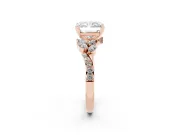 Radiant Cut Diamond Solitaire Ring Set in Rose gold with Marquise Twist Band and Prong Setting