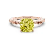 Cushion Cut Twisted Engagement Ring Setting for a Fancy Yellow Lab-Grown Diamond | Beaded Twist | Rose Gold