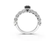 Emerald Cut Side Stone Engagement Ring Setting for a Black Center | Sterling Silver