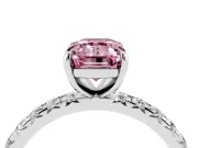 Emerald Cut Pavé Engagement Ring Setting for a Fancy Pink Lab-Grown Diamond | White Gold
