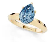 Pear-Shaped Knife-Edge Engagement Ring Setting for a Fancy Blue Lab-Grown Diamond | Yellow Gold