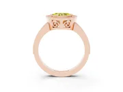 Heart-Shaped Double Milgrain Halo Engagement Ring Setting for a Fancy Yellow Lab-Grown Diamond | Pave Band | Rose Gold
