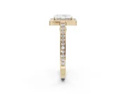 Radiant Cut Sectioned Halo Engagement Ring Setting | Pavé Gallery and Band | Yellow Gold