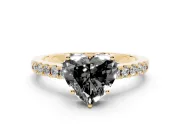 Heart-Shaped Hidden Halo Engagement Ring Setting for a Black Center | Yellow Gold