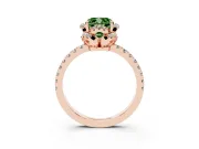 Cushion Cut Floral Petal Halo Engagement Ring Setting for a Fancy Green Lab-Grown Diamond | Pavé Band | Rose Gold