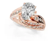 Pear-Shaped Bypass Hidden Halo Engagement Ring Setting | Graduated Pavé | Rose Gold
