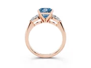 Princess Cut 3-Stone Engagement Ring Setting for a Fancy Blue Lab-Grown Diamond | Rose Gold