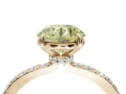 Round Hidden Halo Engagement Ring Setting for a Fancy Yellow Lab-Grown Diamond | Pavé Band | Yellow Gold