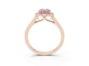 Oval Halo Engagement Ring Setting for a Fancy Pink Lab-Grown Diamond | Flat Tapered Band | Rose Gold