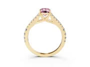 Emerald Cut Graduated Split Shank Engagement Ring Setting for a Fancy Pink Lab-Grown Diamond | Yellow Gold