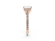 Princess Cut Hidden Halo Pave Engagement Ring Setting | Claw Prongs | Rose Gold