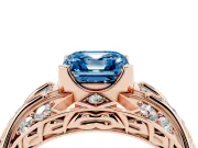 Asscher Cut Art Deco Engagement Ring Setting for a Fancy Blue Lab-Grown Diamond | Rose Gold