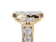 Radiant Cut Halo Side Cluster Engagement Ring Setting | Graduated Channel Band | Yellow Gold