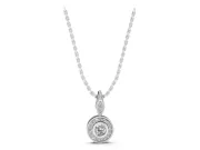 Round Lab-Grown Diamond Vintage Halo Pendant Necklace | Bezel and Milgrain | Sterling Silver