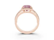 Princess Cut Halo Engagement Ring Setting for a Fancy Pink Lab-Grown Diamond | Two-Row Pave Split Shank | Rose Gold