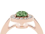 Fancy Green Pear Cut Diamond Halo Pavé Engagement Ring Set in Rose gold with Bezel Setting