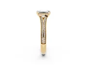 Emerald Cut Pave Split Shank Engagement Ring Setting | Double Claw Prongs | Yellow Gold