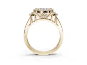 Cushion Cut Halo Side Cluster Engagement Ring Setting | Graduated Channel Band | Yellow Gold