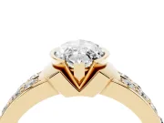 Marquise Half Bezel Engagement Ring Setting | Double Row Channel Band | Yellow Gold