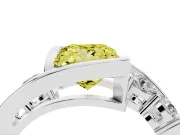 Fancy Yellow Princess Cut Diamond Bezel Bypass Ring Set in Silver with Round Accents