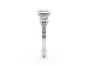 Three-Stone Asscher Cut Diamond Pavé Band Ring Set in Platinum with Prong-Set Trio