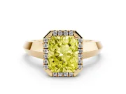 Radiant Cut Halo Engagement Ring Setting for a Fancy Yellow Lab-Grown Diamond | Knife-Edge Band | Yellow Gold