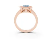 Heart-Shaped Double Milgrain Halo Engagement Ring Setting for a Fancy Blue Lab-Grown Diamond | Pave Band | Rose Gold