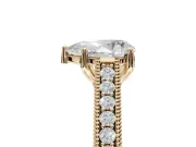 Pear-Shaped Vintage Engraved Pavé Engagement Ring Setting | Milgrain Edges | Yellow Gold