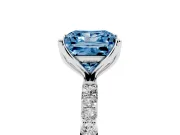 Princess Cut Pave Solitaire Engagement Ring Setting for a Fancy Blue Lab-Grown Diamond | Slim Band | Sterling Silver