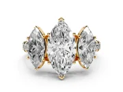 Marquise Three Stone Engagement Ring Setting | Accented Shoulders | Yellow Gold
