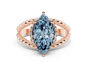Marquise Rope Split Shank Engagement Ring Setting for a Fancy Blue Lab-Grown Diamond | Rose Gold