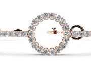 Round Lab-Grown Diamond Pavé Circle Link Tennis Bracelet | Stone Bar Links | Rose Gold