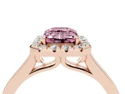 Emerald Cut Halo Engagement Ring Setting for a Fancy Pink Lab-Grown Diamond | Flat Tapered Band | Rose Gold