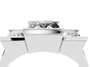 Fancy Black Oval Cut Diamond Three-Stone Channel Set Ring Set in Silver with Smooth Polished Band