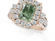 Radiant Cut Halo Engagement Ring Setting for a Fancy Green Lab-Grown Diamond | Graduated Channel Band | Rose Gold