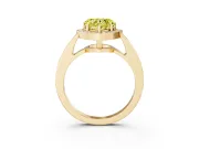 Fancy Yellow Heart Cut Diamond Halo Pavé Engagement Ring Set in Yellow gold with Bezel Setting