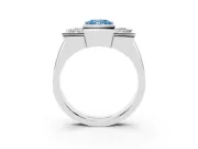 Radiant Cut Channel-Set Three Stone Engagement Ring Setting for a Fancy Blue Lab-Grown Diamond | Platinum