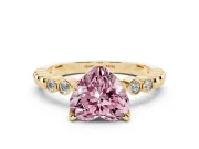 Heart-Shaped Beaded Engagement Ring Setting for a Fancy Pink Lab-Grown Diamond | Yellow Gold